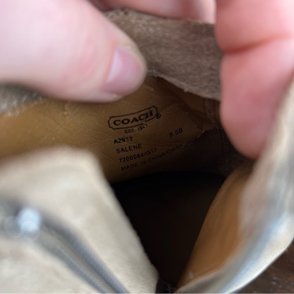Coach Boots Womens Ankle Booties Size 9.5 Taupe Suede High Heels - Picture 12 of 16